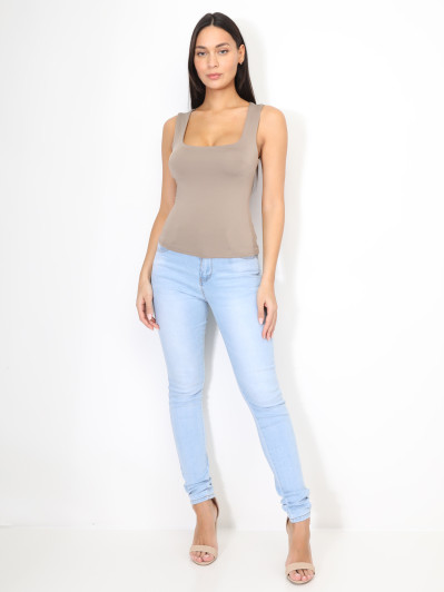 Débardeur ajusté à col carré