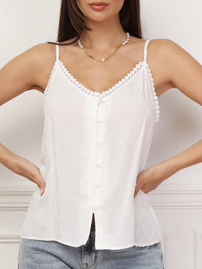 Caraco boutonné à plumetis et crochet