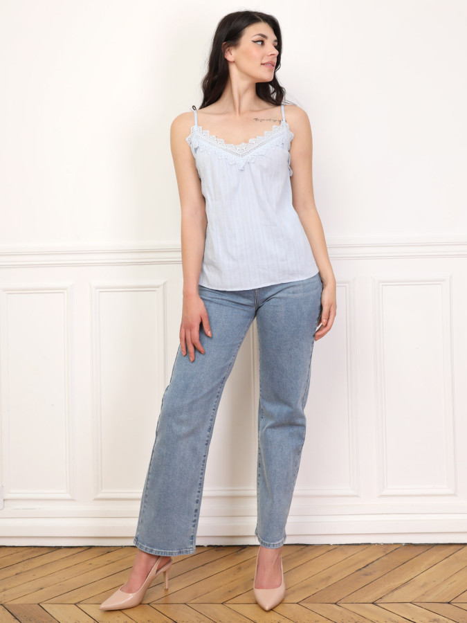 Caraco texturé à détail crochet