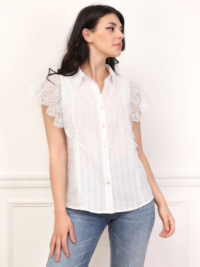 Chemise texturée à détail crochet