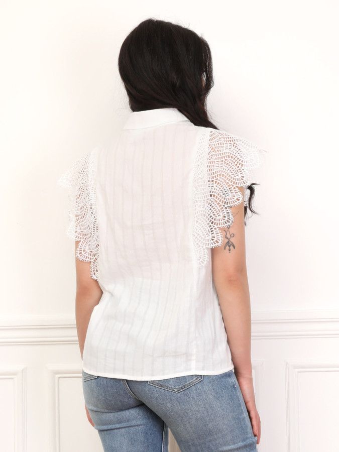 Chemise texturée à détail crochet