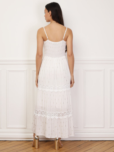 Robe évasée à crochet et éclats dorés