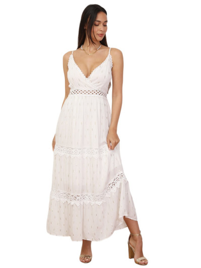 Robe évasée à crochet et éclats dorés