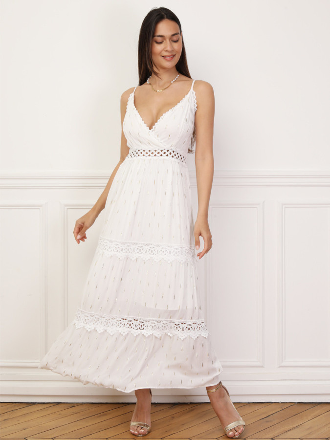 Robe évasée à crochet et éclats dorés