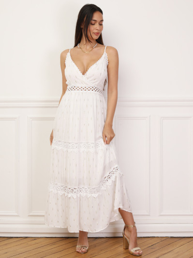 Robe évasée à crochet et éclats dorés