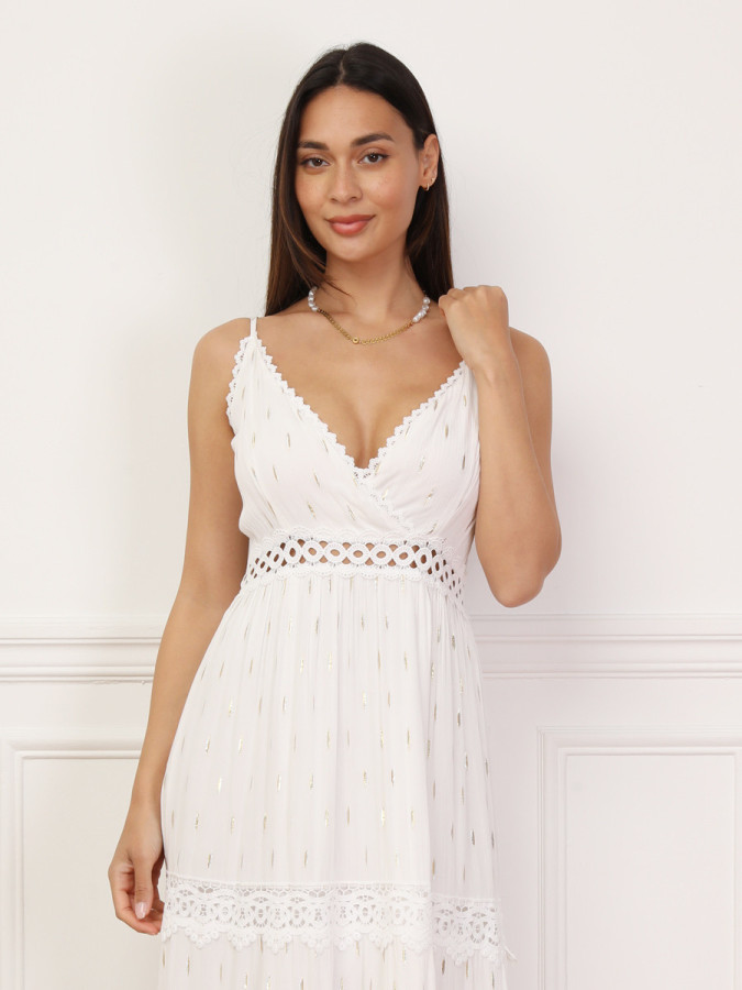 Robe évasée à crochet et éclats dorés