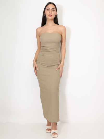 Robe bustier fendue à fronces