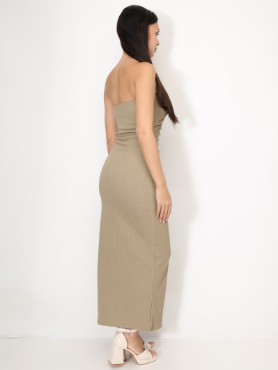 Robe bustier fendue à fronces