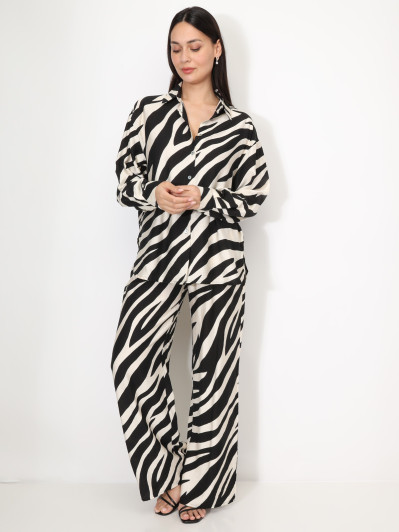 Chemise texturée et fluide à motifs