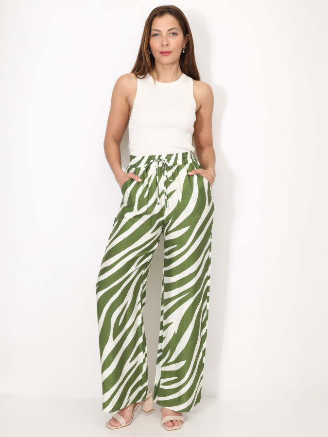 Pantalon large à motif zébré