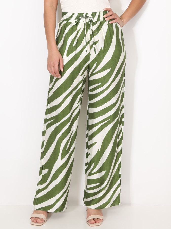 Pantalon large à motif zébré