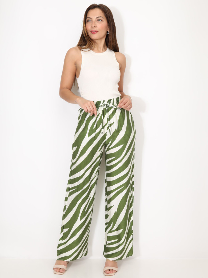 Pantalon large à motif zébré