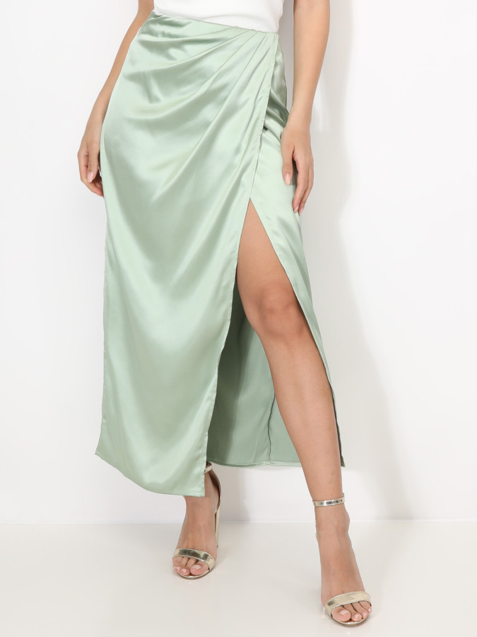 Jupe satinée style portefeuille