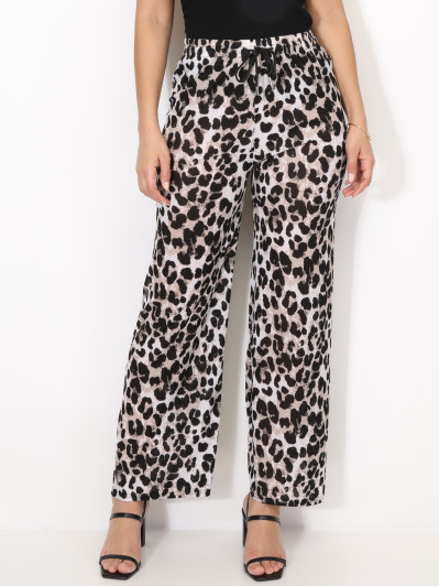 Pantalon large à imprimé animal