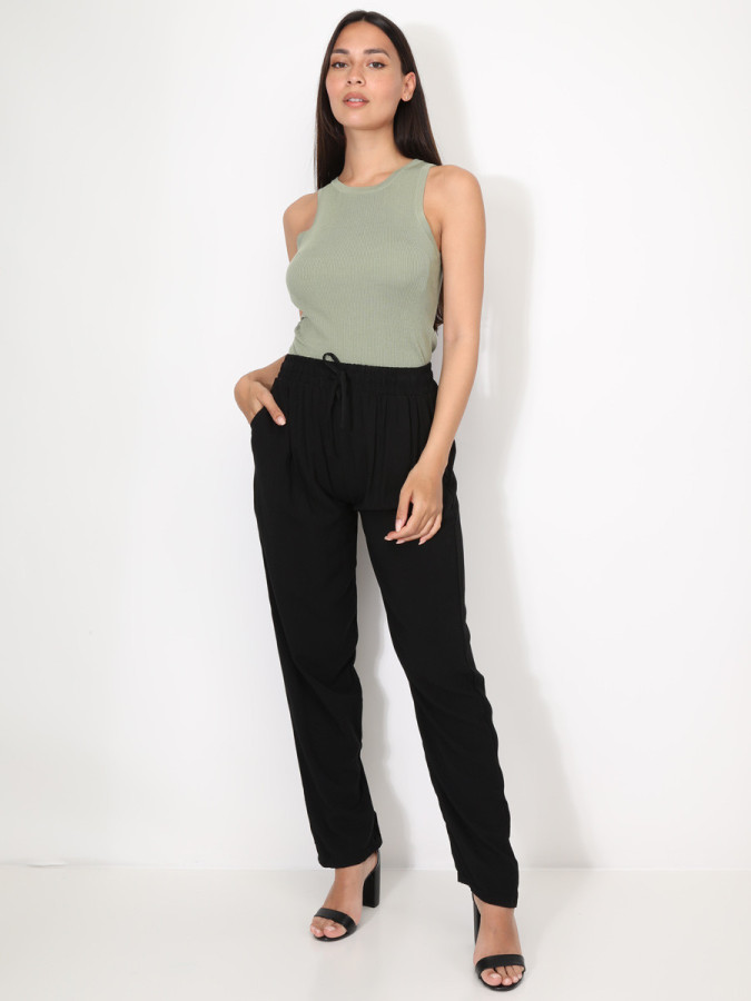 Pantalon carotte taille haute