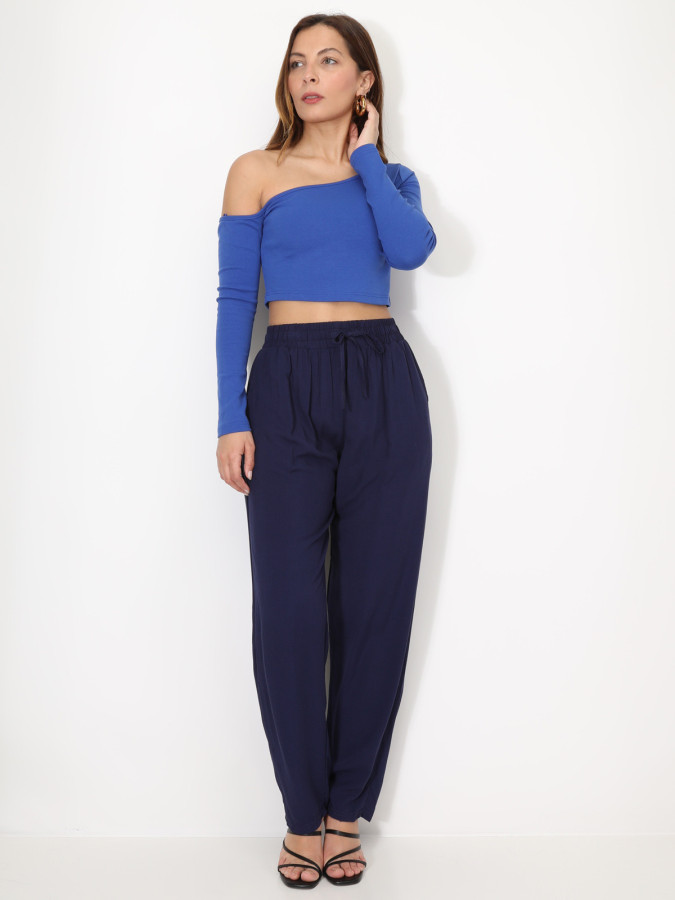 Pantalon carotte taille haute