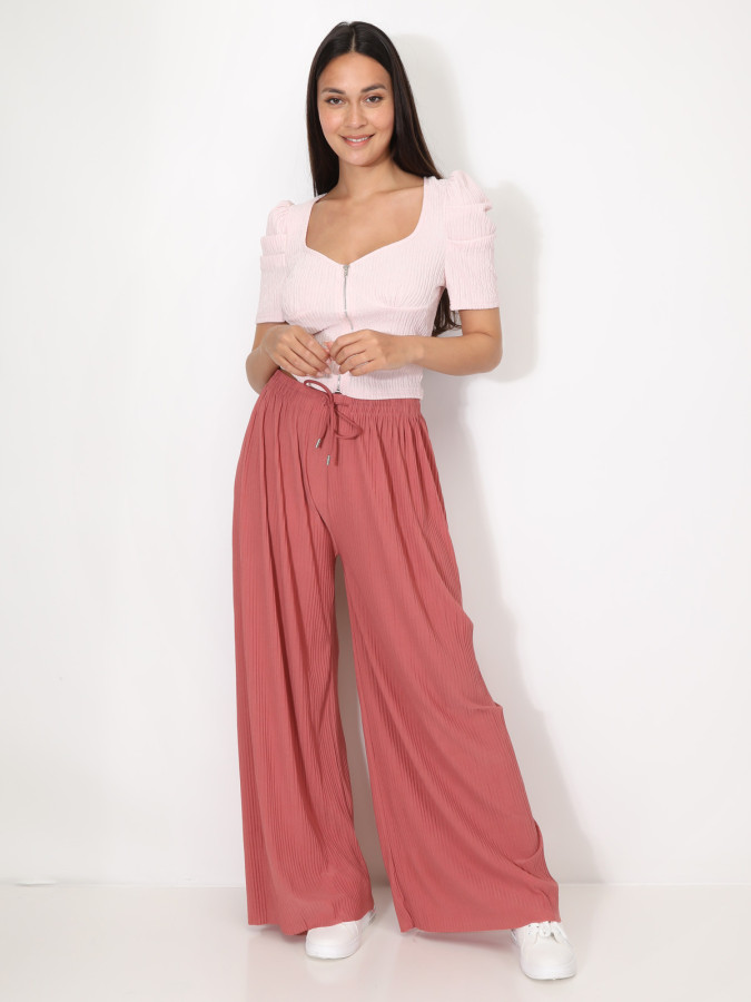 Pantalon large plissé