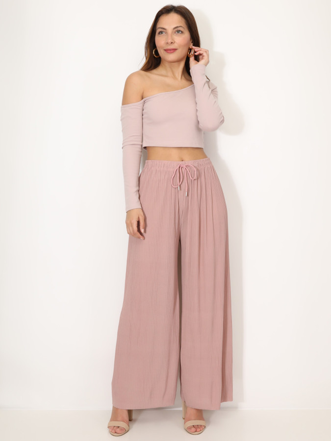 Pantalon large plissé