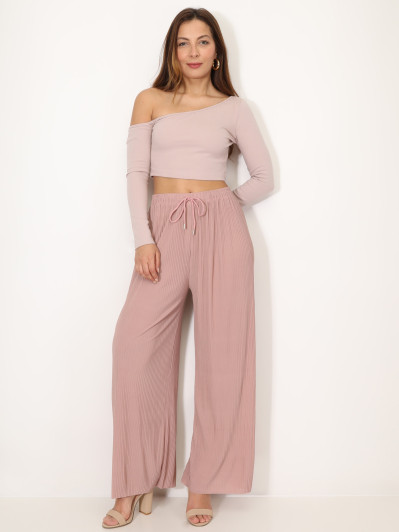 Pantalon large plissé