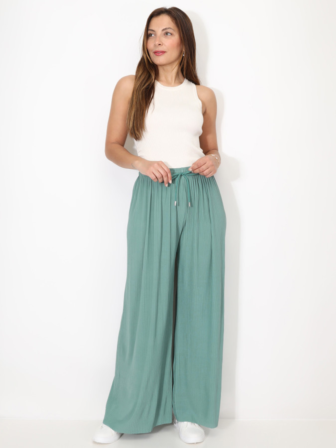 Pantalon large plissé
