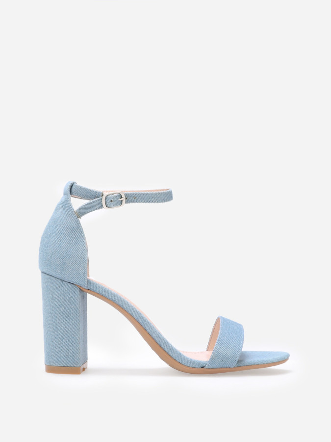 Sandales à bride et talon carrés en jeans, Sandales classiques