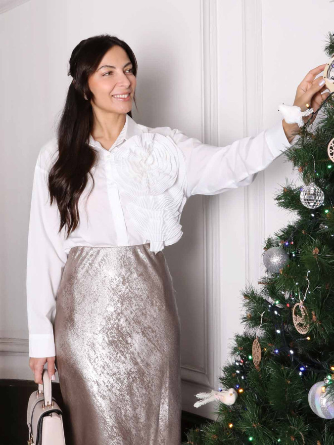 Chemise ample à fleur plissée XXL