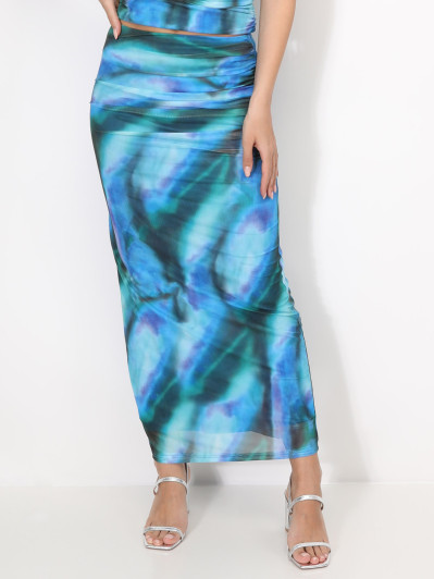 Jupe froncée en tulle tie and dye