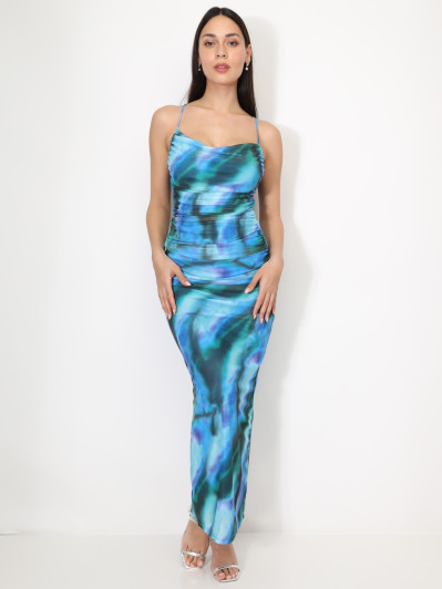 Jupe froncée en tulle tie and dye