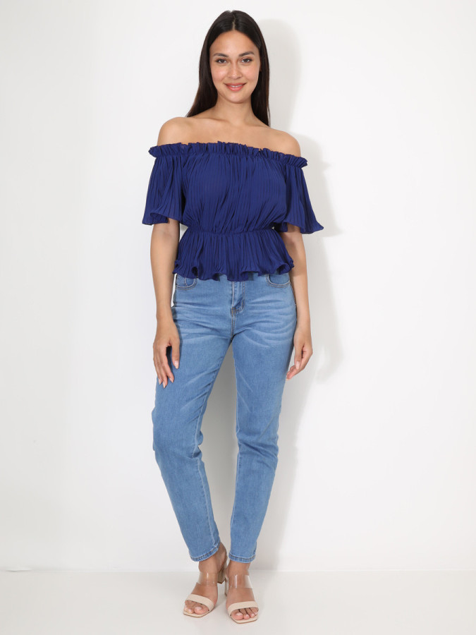 Top péplum plissé avec volants