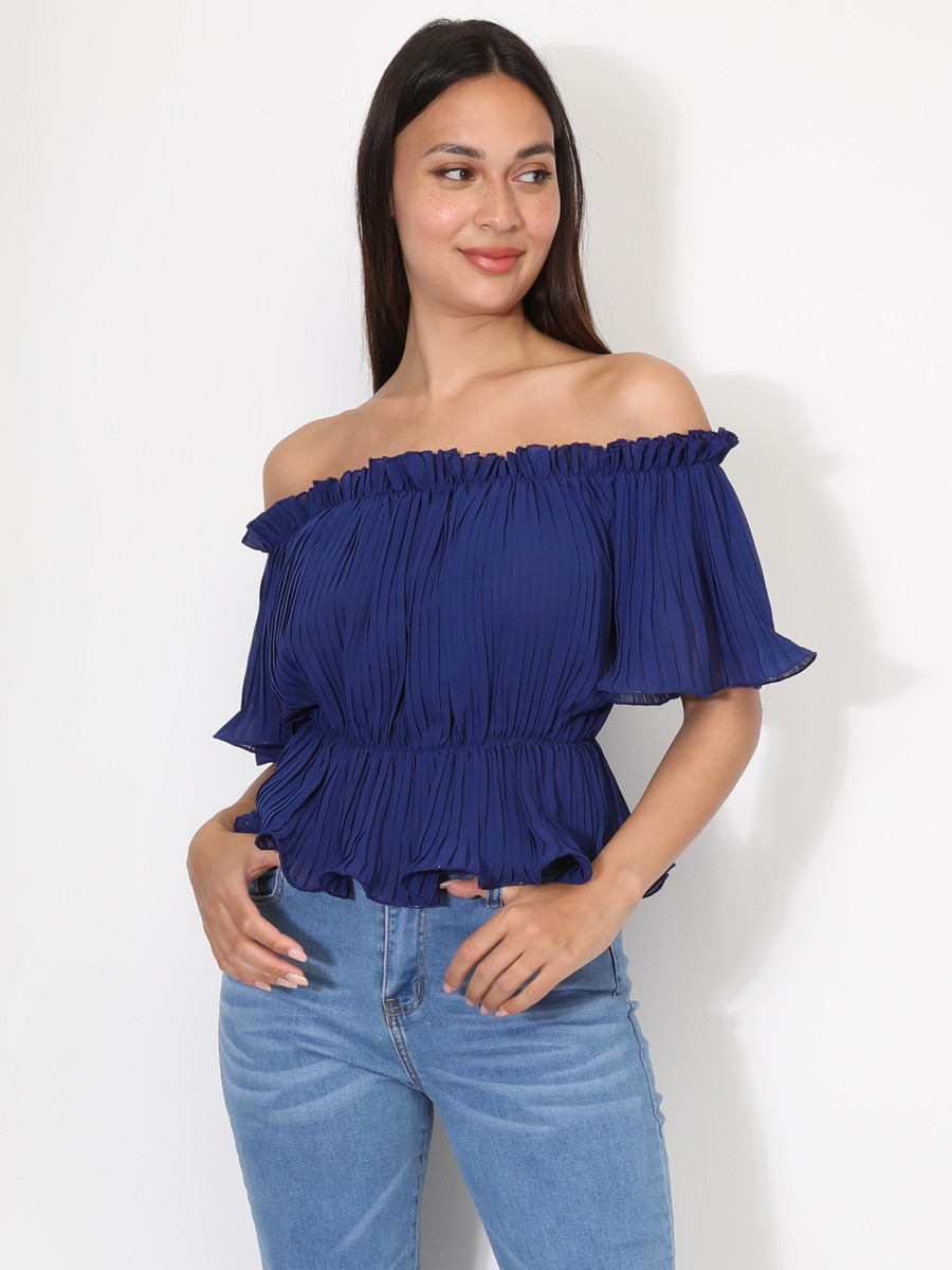 Top péplum plissé avec volants