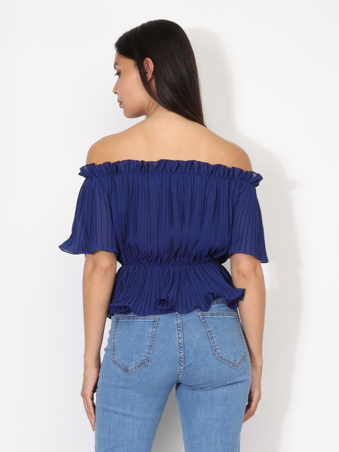 Top péplum plissé avec volants