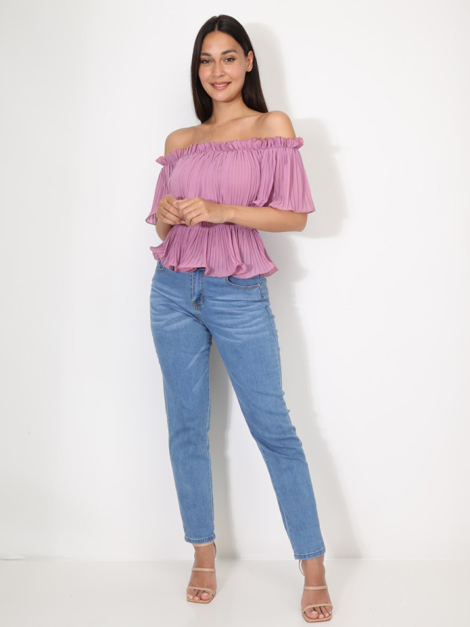 Top péplum plissé avec volants