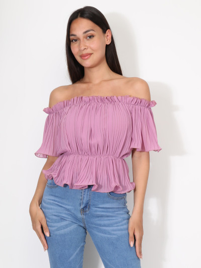 Top péplum plissé avec volants