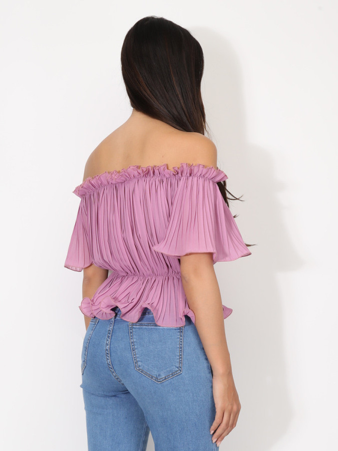 Top péplum plissé avec volants