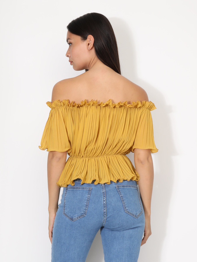 Top péplum plissé avec volants