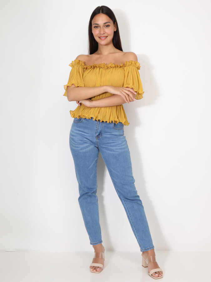 Top péplum plissé avec volants