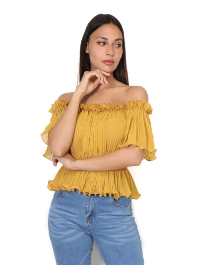 Top péplum plissé avec volants