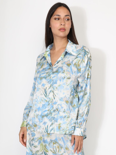 Chemise à motifs et éclats dorés