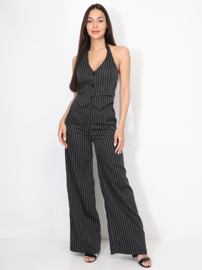 Veston dos nu à rayures