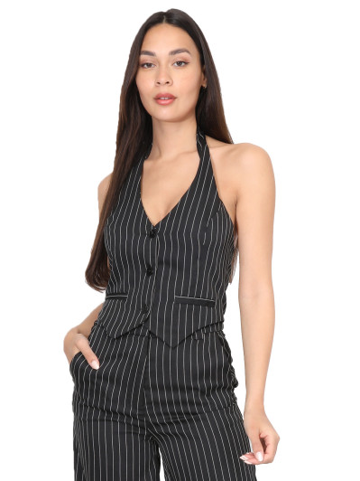 Veston dos nu à rayures