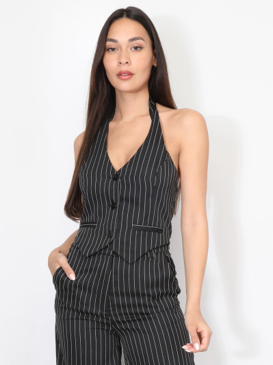 Veston dos nu à rayures