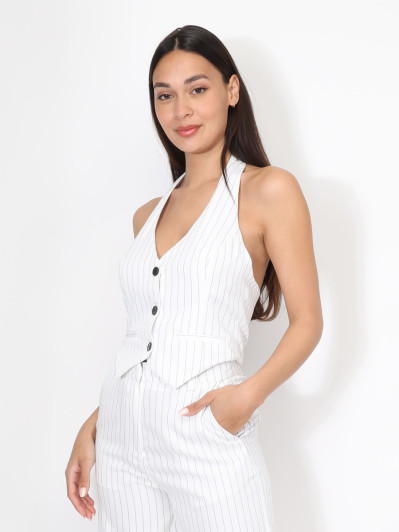 Veston dos nu à rayures