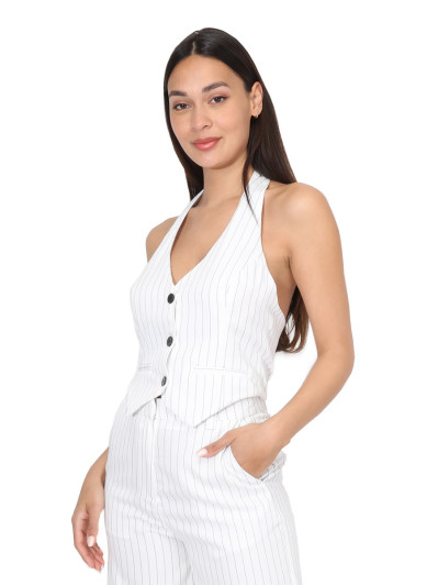 Veston dos nu à rayures