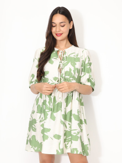 Robe à fleurs graphiques et nœuds