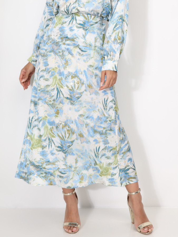 Jupe à motifs et éclats dorés