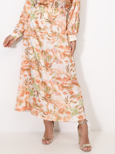 Jupe à motifs et éclats dorés