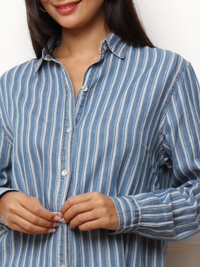 Chemise à rayures effet denim