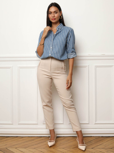 Chemise à rayures effet denim