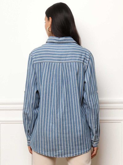 Chemise à rayures effet denim