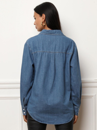 Chemise en denim à boutons vernis
